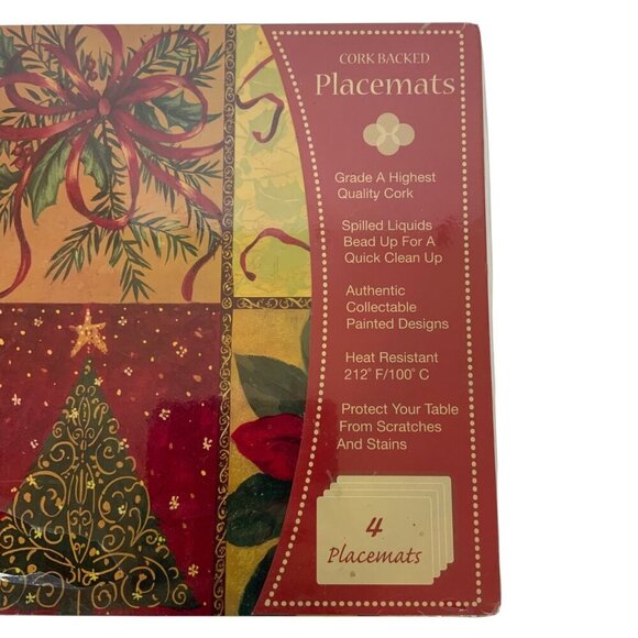 Cork Backed Christmas Placemats Set Of 4 With Heat Resistance By Benson Mills - Picture 3 of 3